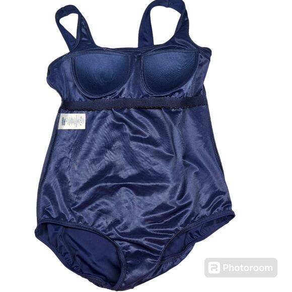 Lands' End Classic Navy Lined One Piece Swimsuit Size 8 - Picture 6 of 9